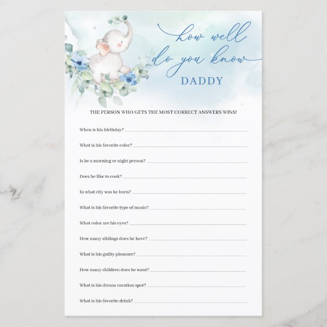 Baby Boy Elephant Hoe goed ken je papa (Voorkant)