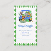 Baby Boy Elephant & Monkey Golf Diaper Raffle Informatiekaartje (Voorkant)