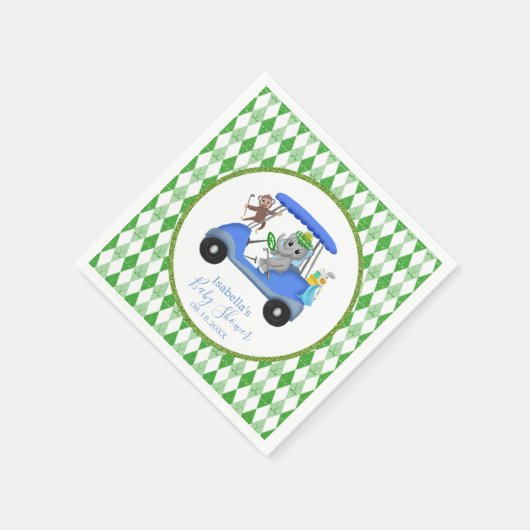 Baby Boy Elephant & Monkey Golf Servet (Hoek)