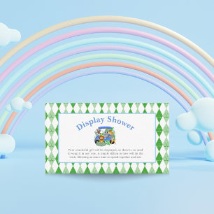 Baby Boy Elephant & Monkey Golf Shower Display Informatiekaartje