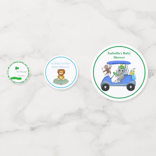 Baby Boy Elephant & Monkey Shower Confetti (Achterkanten)