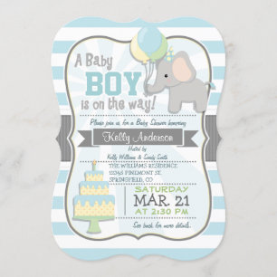 Baby Boy Elephant, Oerwoud Animal Baby shower Kaart