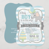 Baby Boy Elephant, Oerwoud Dier Baby shower Kaart (Voorkant / Achterkant)