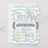 Baby Boy Elephant, Oerwoud Dier Baby shower Kaart (Voorkant)