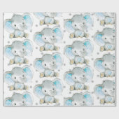 Baby Boy Elephant Oerwoud Pattern Baby shower Gift Cadeaupapier (Vlak)
