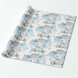 Baby Boy Elephant Oerwoud Pattern Baby shower Gift Cadeaupapier