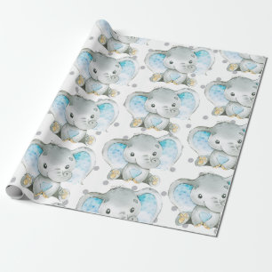 Baby Boy Elephant Oerwoud Pattern Baby shower Gift Cadeaupapier