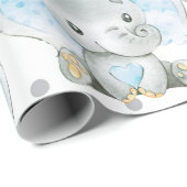 Baby Boy Elephant Oerwoud Pattern Baby shower Gift Cadeaupapier (Rol Hoek)