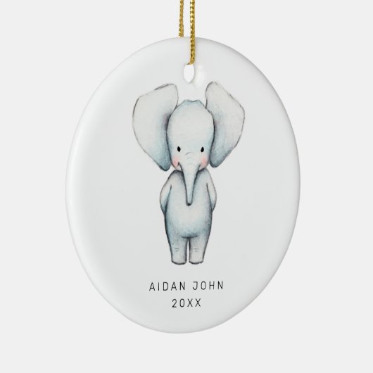 Baby Boy Elephant Personalized Cute Custom Keramisch Ornament (Rechts)