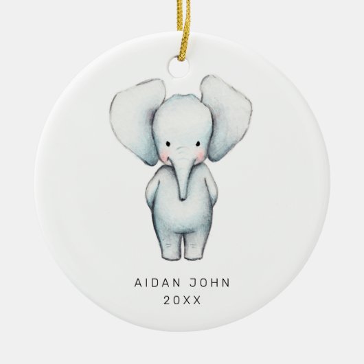 Baby Boy Elephant Personalized Cute Custom Keramisch Ornament (Voorkant)