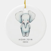 Baby Boy Elephant Personalized Cute Custom Keramisch Ornament (Achterkant)