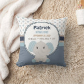 Baby Boy Elephant Persoonlijke naam Birth Stats Kussen (Deken)