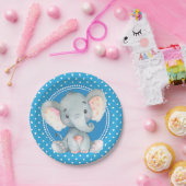 Baby Boy Elephant Polka Dot Shower Papieren Bordje (Feest)