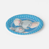 Baby Boy Elephant Polka Dot Shower Papieren Bordje (Gekanteld)