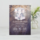 Baby Boy Elephant Rustic Baby shower Uitnodiging (Staand voorkant)