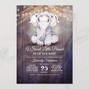 Baby Boy Elephant Rustic Baby shower Uitnodiging