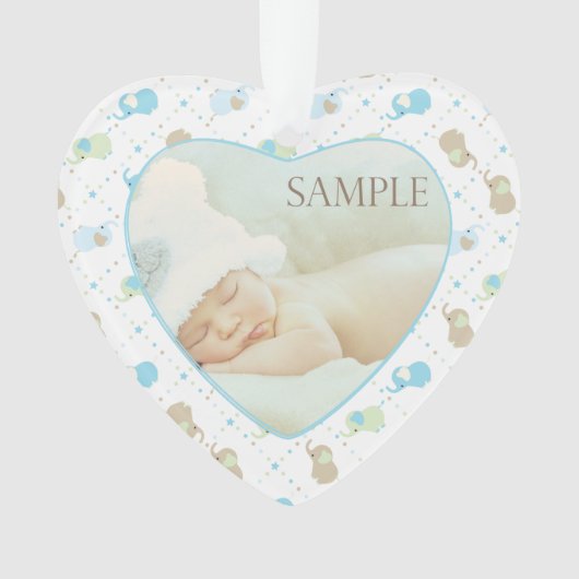 Baby Boy Elephants Fotosjabloon Ornament (voorkant)