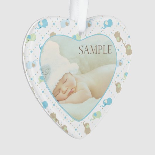 Baby Boy Elephants Fotosjabloon Ornament (voorkant)