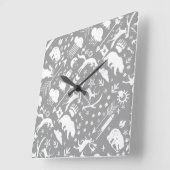 Baby Boy Elke kleur Modern Fox Woodland Patroon Vierkante Klok (Hoek)