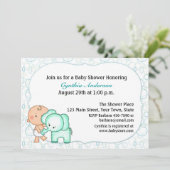 Baby Boy en Elephant Baby shower Kaart (Staand voorkant)
