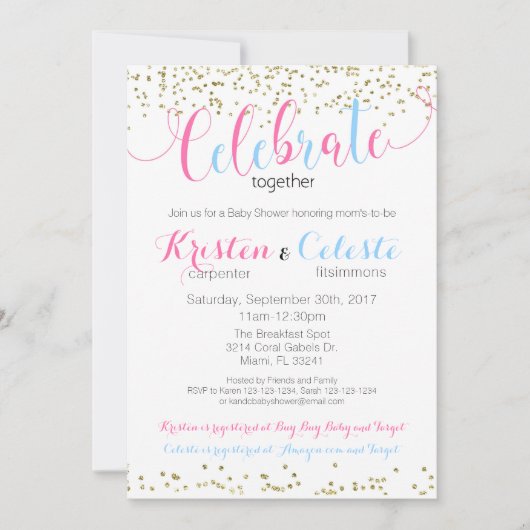 Baby Boy en Girl de Gecombineerde Uitnodiging van  (Voorkant)