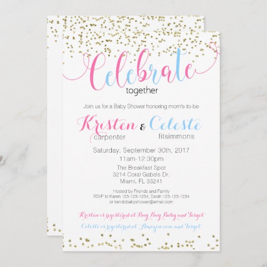 Baby Boy en Girl de Gecombineerde Uitnodiging van  (Voorkant / Achterkant)