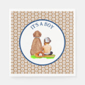 Baby Boy en Hond Honkbal Thema Baby Shower Servet (Voorkant)