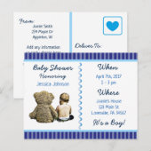 Baby Boy en Teddy Bear Baby shower Uitnodiging (Voorkant / Achterkant)