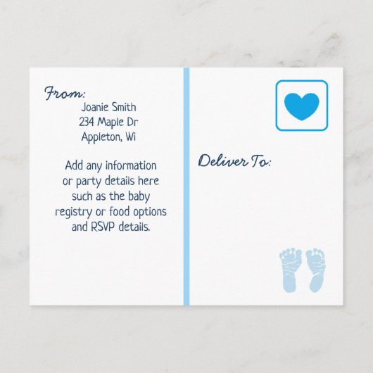 Baby Boy en Teddy Bear Baby shower Uitnodiging (Achterkant)