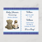 Baby Boy en Teddy Bear Baby shower Uitnodiging (Voorkant)