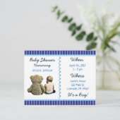Baby Boy en Teddy Bear Baby shower Uitnodiging (Staand voorkant)