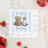 Baby Boy en Teddy Bear Blauw gestreepte servetten (Insitu)