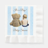 Baby Boy en Teddy Bear Blauw gestreepte servetten (Voorkant)