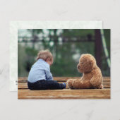 Baby Boy en Teddy Bear Briefkaart (Voorkant / Achterkant)