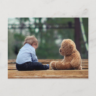 Baby Boy en Teddy Bear Briefkaart