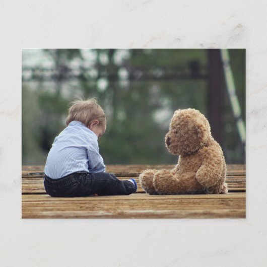 Baby Boy en Teddy Bear Briefkaart (Voorkant)
