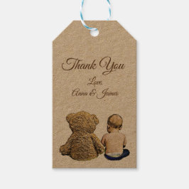 Baby Boy en Teddy Bear Dank je Label Cadeaulabel