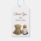 Baby Boy en Teddy Bear Dank je Label Cadeaulabel (Voorkant)