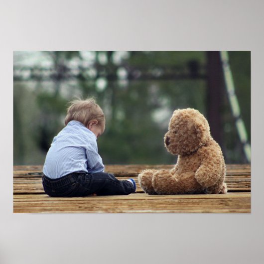 Baby Boy en Teddy Bear Poster (Voorkant)