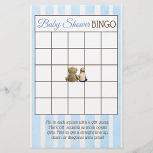 Baby Boy en Teddy Beer Baby Shower Spelletjes Flyer