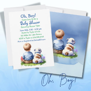 Baby Boy en zijn Bulldog Baby shower Kaart