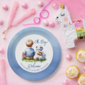 Baby Boy en zijn Bulldog Baby shower Papieren Bordje (Feest)
