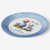 Baby Boy en zijn Bulldog Baby shower Papieren Bordje (Gekanteld)