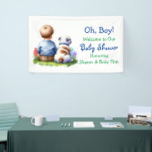 Baby Boy en zijn Bulldog Baby shower Spandoek (Beurs)