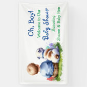 Baby Boy en zijn Bulldog Baby shower Spandoek (Verticaal)