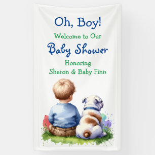Baby Boy en zijn Bulldog Baby shower Spandoek