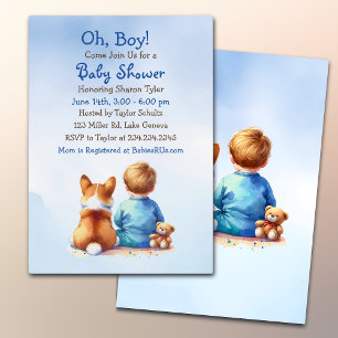 Baby Boy en zijn Corgi Puppy Baby shower Kaart
