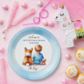 Baby Boy en zijn Corgi Puppy Baby shower Papieren Bordje (Feest)
