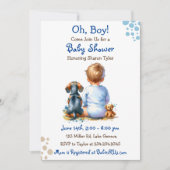 Baby Boy en zijn Dachshund Puppy Baby Shower Kaart (Voorkant)