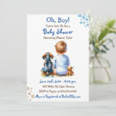 Baby Boy en zijn Dachshund Puppy Baby Shower Kaart (Staand voorkant)